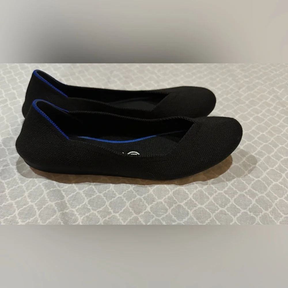 Rothy's Black Flats with Blue Trim